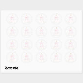Roze Bow Parels Meisje Doop Ronde Sticker (Vel)