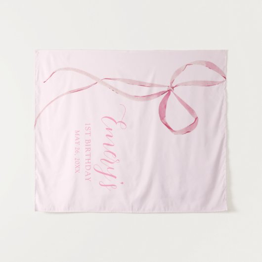 Roze Bow Party stof achtergrond Wandkleed (Voorkant (horizontaal))