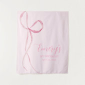 Roze Bow Party stof achtergrond Wandkleed (Voorkant)