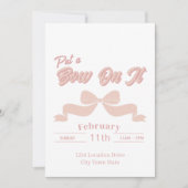 Roze Bow Party Uitnodiging - Coquette Bow Verjaard (Voorkant)