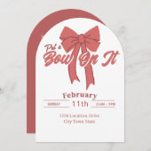 Roze Bow Party Uitnodiging - Coquette Bow Verjaard (Voorkant / Achterkant)
