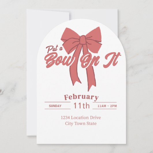 Roze Bow Party Uitnodiging - Coquette Bow Verjaard (Voorkant)