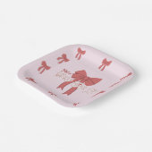 Roze Bow Party Uitnodiging - Coquette Bow Verjaard Papieren Bordje (Gebogen)