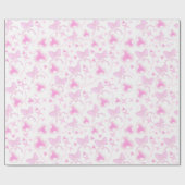 Roze Bow Patroon Kawaii Harten en linten Cadeaupapier (Vlak)