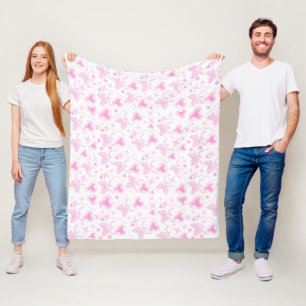 Roze Bow Patroon Kawaii Harten en linten Fleece Deken