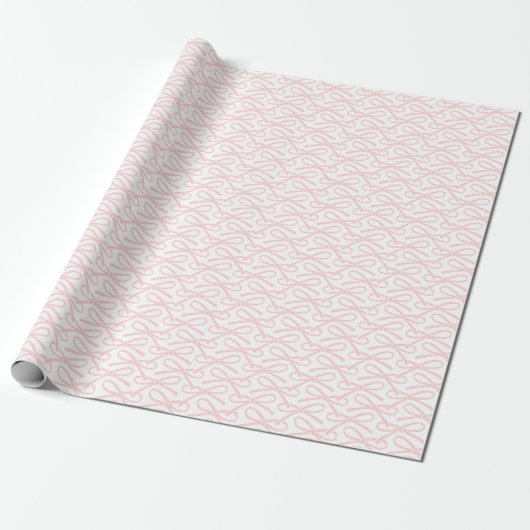 Roze Bow Pattern Gift Wrap Wit Cadeaupapier (Uitgerold)