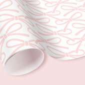Roze Bow Pattern Gift Wrap Wit Cadeaupapier