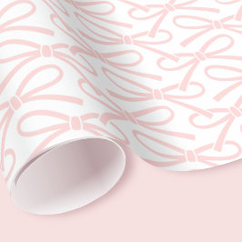  Roze Bow Pattern Gift Wrap Wit Cadeaupapier