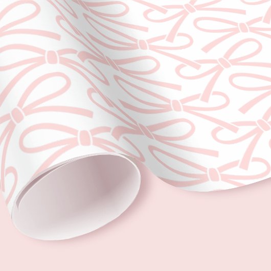Roze Bow Pattern Gift Wrap Wit Cadeaupapier