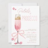 Roze Bow Petals en Prosecco Vrijgezellenfeest Kaart (Voorkant)