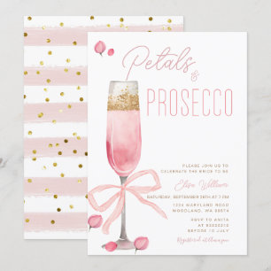 Roze Bow Petals en Prosecco Vrijgezellenfeest Kaart
