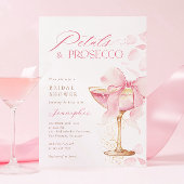 Roze Bow Petals en Prosecco Vrijgezellenfeest Kaart