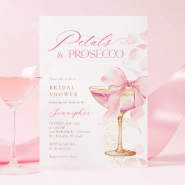 Roze Bow Petals en Prosecco Vrijgezellenfeest Kaart