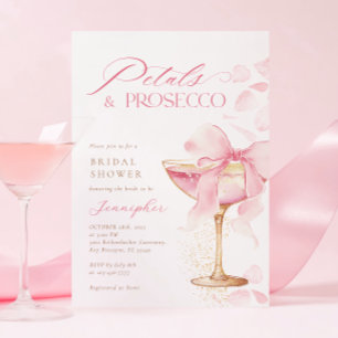 Roze Bow Petals en Prosecco Vrijgezellenfeest Kaart