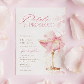 Roze Bow Petals en Prosecco Vrijgezellenfeest Kaart