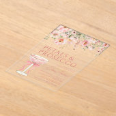 Roze Bow Petals & Prosecco Blush Vrijgezellenfeest Acryl Uitnodigingen (Laagn)
