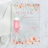 Roze Bow Petals & Prosecco Blush Vrijgezellenfeest Acryl Uitnodigingen