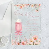 Roze Bow Petals & Prosecco Blush Vrijgezellenfeest Acryl Uitnodigingen