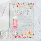 Roze Bow Petals & Prosecco Blush Vrijgezellenfeest Acryl Uitnodigingen