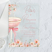 Roze Bow Petals & Prosecco Blush Vrijgezellenfeest Acryl Uitnodigingen