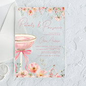 Roze Bow Petals & Prosecco Blush Vrijgezellenfeest Acryl Uitnodigingen