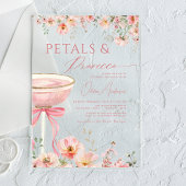 Roze Bow Petals & Prosecco Blush Vrijgezellenfeest Acryl Uitnodigingen