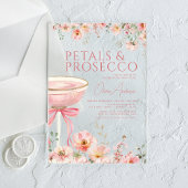 Roze Bow Petals & Prosecco Blush Vrijgezellenfeest Acryl Uitnodigingen