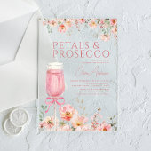 Roze Bow Petals & Prosecco Blush Vrijgezellenfeest Acryl Uitnodigingen
