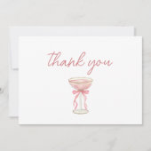 Roze Bow Petals & Prosecco Blush Vrijgezellenfeest Bedankkaart (Voorkant)