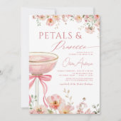 Roze Bow Petals & Prosecco Blush Vrijgezellenfeest Kaart (Voorkant)