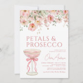 Roze Bow Petals & Prosecco Blush Vrijgezellenfeest Kaart (Voorkant)