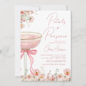 Roze Bow Petals & Prosecco Blush Vrijgezellenfeest Kaart (Voorkant)