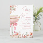 Roze Bow Petals & Prosecco Blush Vrijgezellenfeest Kaart (Staand voorkant)