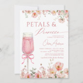 Roze Bow Petals & Prosecco Blush Vrijgezellenfeest Kaart (Voorkant)