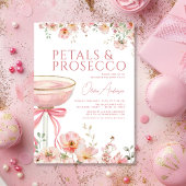 Roze Bow Petals & Prosecco Blush Vrijgezellenfeest Kaart