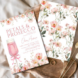Roze Bow Petals & Prosecco Blush Vrijgezellenfeest Kaart