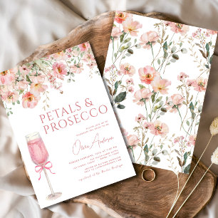 Roze Bow Petals & Prosecco Blush Vrijgezellenfeest Kaart