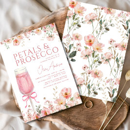 Roze Bow Petals & Prosecco Blush Vrijgezellenfeest Kaart
