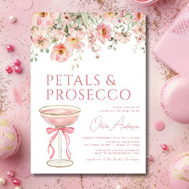 Roze Bow Petals & Prosecco Blush Vrijgezellenfeest Kaart