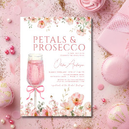 Roze Bow Petals & Prosecco Blush Vrijgezellenfeest Kaart