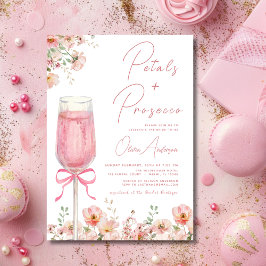 Roze Bow Petals & Prosecco Blush Vrijgezellenfeest Kaart