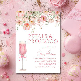 Roze Bow Petals & Prosecco Blush Vrijgezellenfeest Kaart