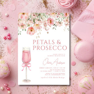 Roze Bow Petals & Prosecco Blush Vrijgezellenfeest Kaart