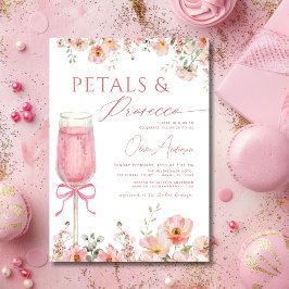 Roze Bow Petals & Prosecco Blush Vrijgezellenfeest Kaart