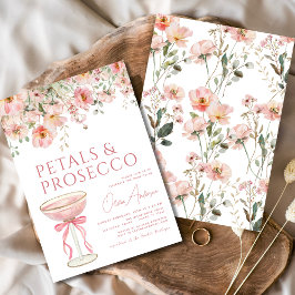 Roze Bow Petals & Prosecco Blush Vrijgezellenfeest Kaart