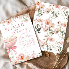 Roze Bow Petals & Prosecco Blush Vrijgezellenfeest Kaart
