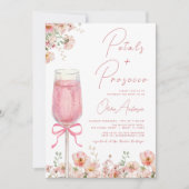 Roze Bow Petals & Prosecco Blush Vrijgezellenfeest Kaart (Voorkant)