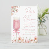 Roze Bow Petals & Prosecco Blush Vrijgezellenfeest Kaart (Staand voorkant)