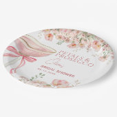 Roze Bow Petals & Prosecco Blush Vrijgezellenfeest Papieren Bordje (Gekanteld)