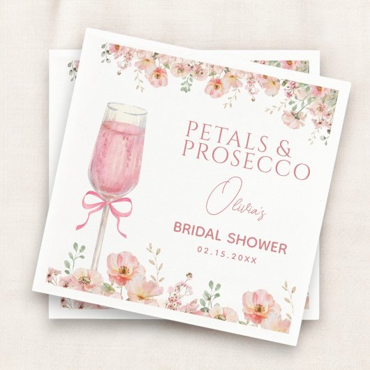 Roze Bow Petals & Prosecco Blush Vrijgezellenfeest Servet